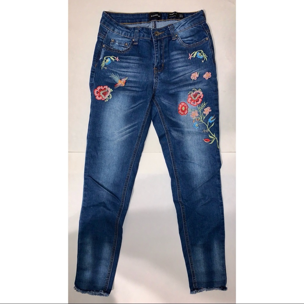 Ranbeeri Ankle Length Skinny Floral Jeans